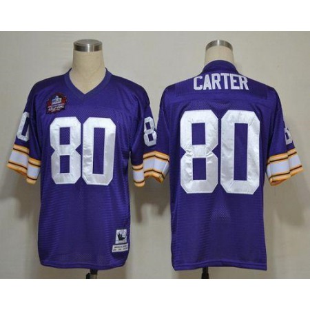 Mitchell And Ness Vikings #80 Cris Carter Purple Stitched Throwback NFL Jersey