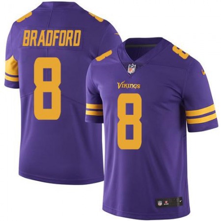 Nike Vikings #8 Sam Bradford Purple Men's Stitched NFL Limited Rush Jersey