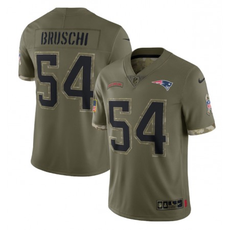 Men's New England Patriots #54 Tedy Bruschi Olive 2022 Salute To Service Limited Stitched Jersey