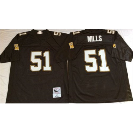 Mitchell And Ness Saints #51 Sam Mills Black Throwback Stitched NFL Jersey