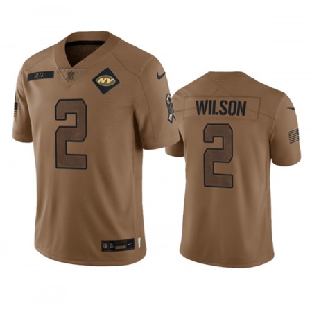 Men's New York Jets #2 Zach Wilson 2023 Brown Salute To Service Limited Stitched Football Jersey