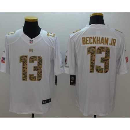 Nike Giants #13 Odell Beckham Jr White Men's Stitched NFL Limited Salute to Service Jersey