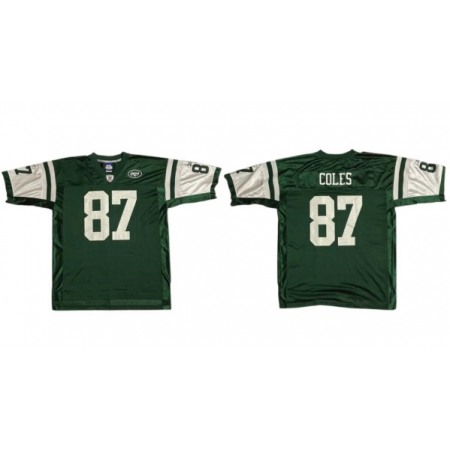 Men's New York Jets #87 Laveranues Coles Green Stitched Jersey