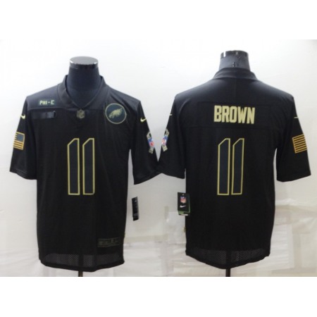 Men's Philadelphia Eagles #11 A. J. Brown Black Salute To Service Limited Stitched Jersey