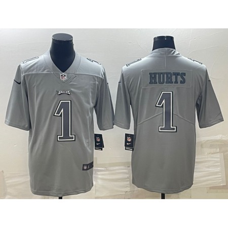 Men's Philadelphia Eagles #1 Jalen Hurts Gray Atmosphere Fashion Stitched Jersey