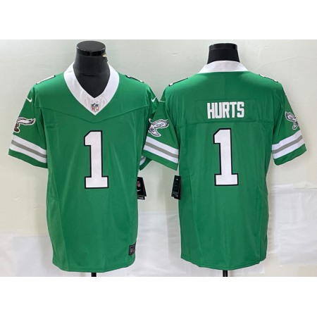 Men's Philadelphia Eagles #1 Jalen Hurts Green 2023 F.U.S.E. Vapor Untouchable Stitched Football Jersey