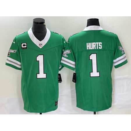 Men's Philadelphia Eagles #1 Jalen Hurts Green 2023 F.U.S.E. Vapor Untouchable With 3-starC Patch Stitched Football Jersey