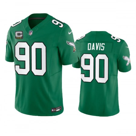 Men's Philadelphia Eagles #90 Jordan Davis Green 2023 F.U.S.E. With 3-star C Patch Vapor Untouchable Stitched Football Jersey