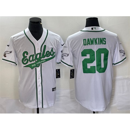 Men's Philadelphia Eagles #20 Brian Dawkins White Cool Base Stitched Baseball Jersey