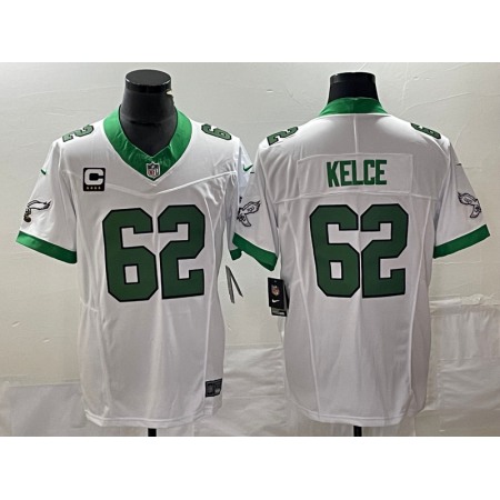 Men's Philadelphia Eagles #62 Jason Kelce White 2023 F.U.S.E. With 4-star C Patch Vapor Untouchable Stitched Football Jersey