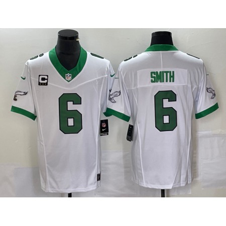 Men's Philadelphia Eagles #6 DeVonta Smith White 2023 F.U.S.E. With 3-star C Patch Vapor Untouchable Stitched Football Jersey