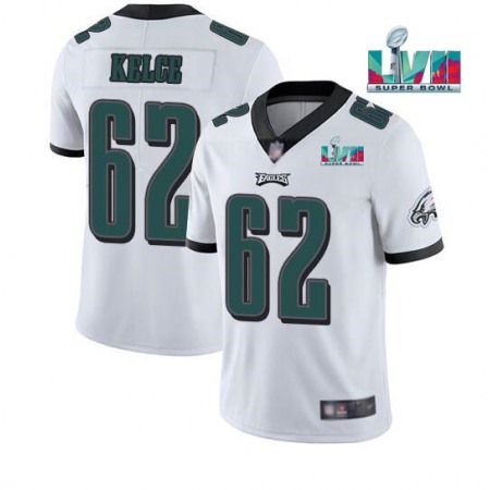 Men's Philadelphia Eagles #62 Jason Kelce White Super Bowl LVII Patch Vapor Untouchable Limited Stitched Jersey