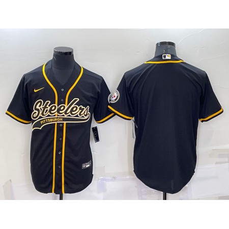 Men's Pittsburgh Steelers Blank Black With Patch Cool Base Stitched Baseball Jersey