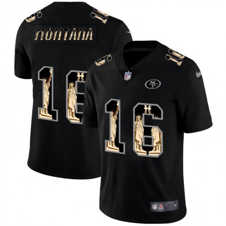 Men's San Francisco 49ers #16 Joe Montana 2019 Black Statue Of Liberty Limited Stitched NFL Jersey