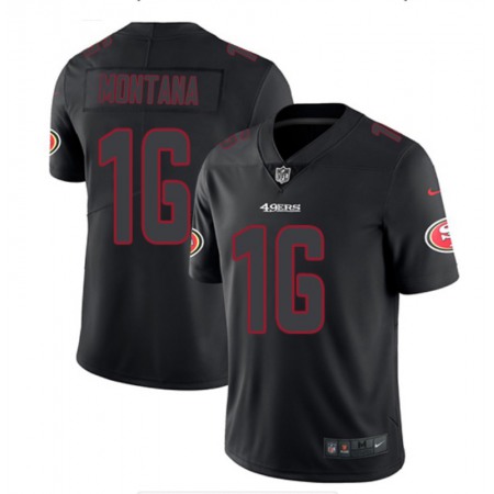 Men's San Francisco 49ers #16 Joe Montana Black Impact Limited Stitched NFL Jersey