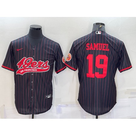 Men's San Francisco 49ers #19 Deebo Samuel Black With Patch Cool Base Stitched Baseball Jersey