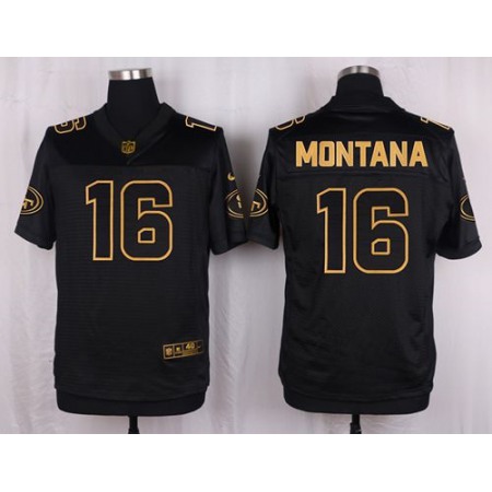 Nike 49ers #16 Joe Montana Black Men's Stitched NFL Elite Pro Line Gold Collection Jersey