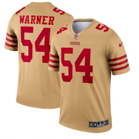 Men's San Francisco 49ers #54 Fred Warner 2022 New Gold Inverted Legend Stitched Football Jersey