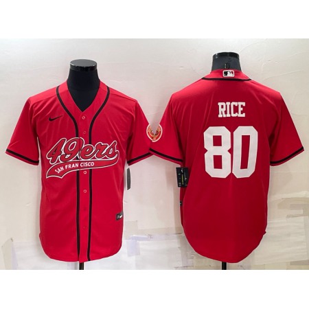 Men's San Francisco 49ers #80 Jerry Rice Red Cool Base Stitched Baseball Jersey