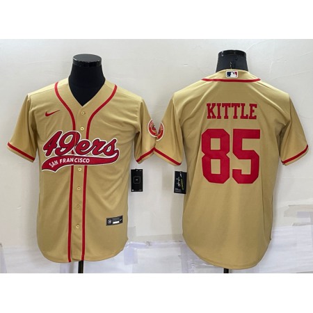 Men's San Francisco 49ers #85 George Kittle Gold Cool Base Stitched Baseball Jersey