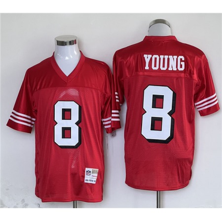 Men's San Francisco 49ers #8 Steve Young Red Stitched Football Jersey