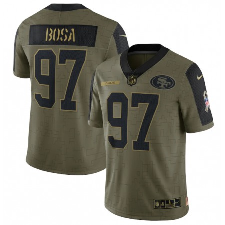 Men's San Francisco 49ers #97 Nick Bosa 2021 Olive Salute To Service Limited Stitched Jersey