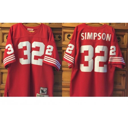 Men's San Francisco 49ers #32 O.J Simpson Red Throwback Stitched Jersey