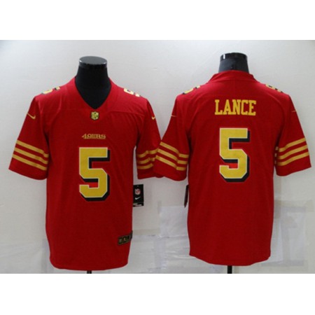 Men's San Francisco 49ers #5 Trey Lance Red Gold Vapor Untouchable Limited Stitched Jersey