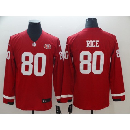 Men's San Francisco 49ers #80 Jerry Rice Scarlet Therma Long Sleeve Stitched NFL Jersey