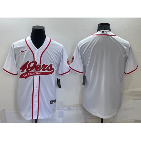 Men's San Francisco 49ers Blank White Cool Base Stitched Baseball Jersey