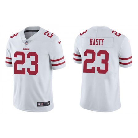 Men's San Francisco 49ers #23 JaMycal Hasty 2021 White Vapor Untouchable Limited Stitched Jersey