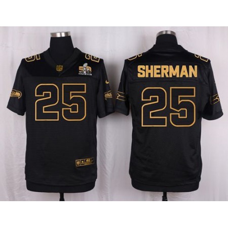 Nike Seahawks #25 Richard Sherman Black Men's Stitched NFL Elite Pro Line Gold Collection Jersey