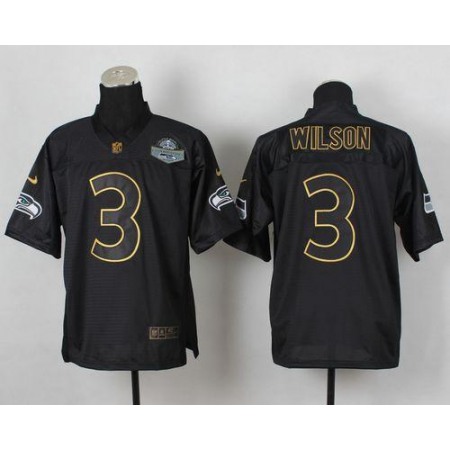 Nike Seahawks #3 Russell Wilson Black Gold No. Fashion Men's Stitched NFL Elite Jersey