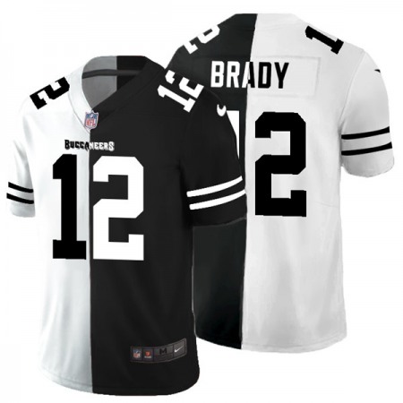 Men's Tampa Bay Buccaneers #12 Tom Brady Black & White Split Limited Stitched Jersey