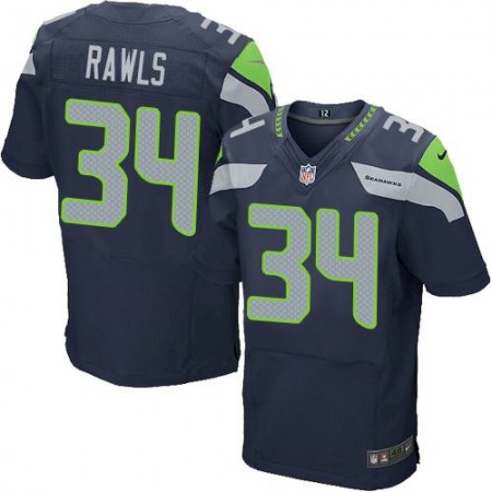 Nike Seahawks #34 Thomas Rawls Steel Blue Team Color Men's Stitched NFL Elite Jersey