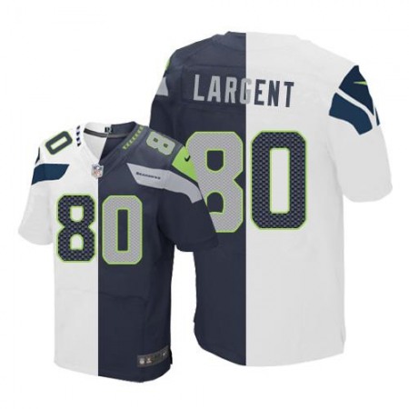 Nike Seahawks #80 Steve Largent White/Steel Blue Men's Stitched NFL Elite Split Jersey