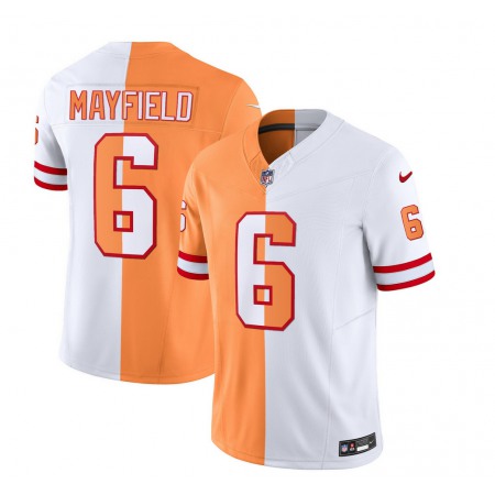 Men's Tampa Bay Buccaneers #6 Baker Mayfield 2023 F.U.S.E. White/Orange Split Throwback Limited Stitched Jersey