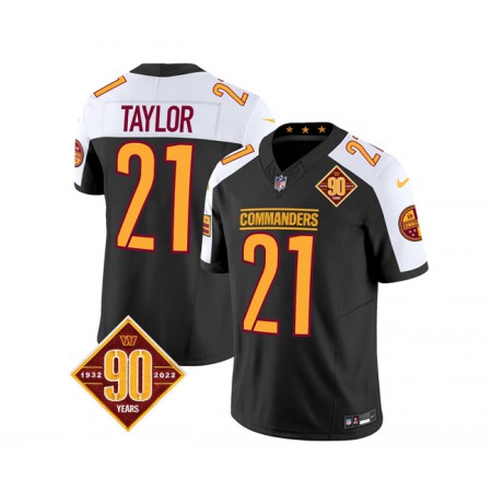 Men's Washington Commanders #21 Sean Taylor Black/White 2023 F.U.S.E. 90th Anniversary Vapor Limited Stitched Football Jersey