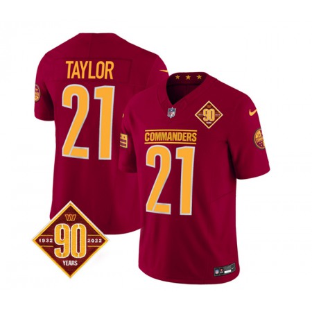 Men's Washington Commanders #21 Sean Taylor Burgundy 2023 F.U.S.E. 90th Anniversary Vapor Limited Stitched Football Jersey