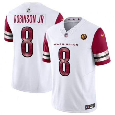 Men's Washington Commanders #8 Brian Robinson Jr. White 2023 F.U.S.E. With John Madden Patch Vapor Limited Stitched Football Jersey