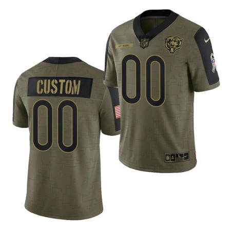 Men's Chicago Bears ACTIVE PLAYER Custom 2021 Olive Salute To Service Limited Stitched Jersey