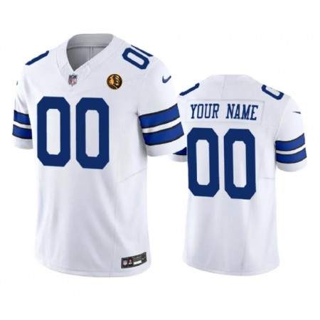 Men's Dallas Cowboys Active Player Custom White 2023 F.U.S.E. With John Madden Patch Vapor Limited Stitched Football Jersey