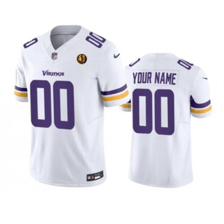 Men's Minnesota Vikings Active Player Custom White 2023 F.U.S.E. With John Madden Patch Vapor Limited Stitched Football Jersey