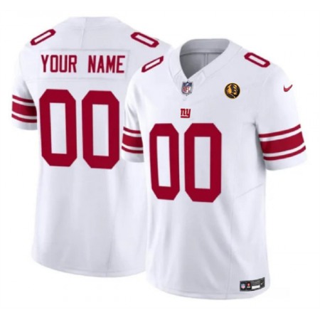 Men's New York Giants Active Player Custom White 2023 F.U.S.E. With John Madden Patch Vapor Limited Stitched Football Jersey