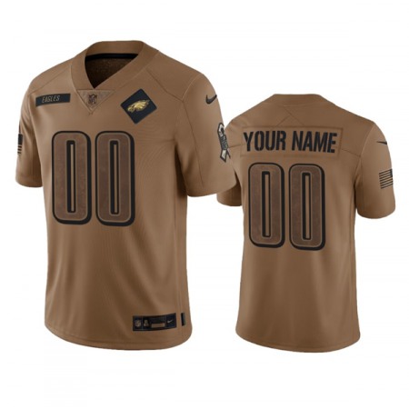 Men's Philadelphia Eagles Active Player Custom 2023 Brown Salute To Setvice Limited Stitched Football Jersey