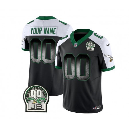 Men's Philadelphia Eagles Active Player Custom Black/White 2023 F.U.S.E. Throwback Vapor Untouchable Limited Stitched Football Jersey