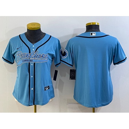 Youth Carolina Panthers Blank Blue With Patch Cool Base Stitched Baseball Jersey