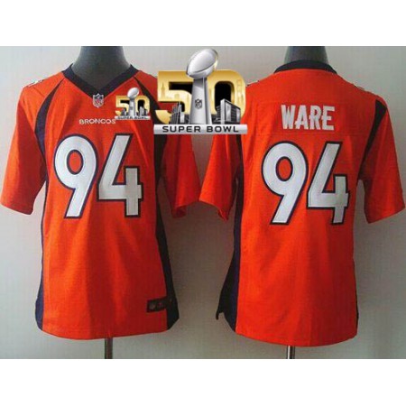 Nike Broncos #94 DeMarcus Ware Orange Team Color Super Bowl 50 Youth Stitched NFL New Elite Jersey