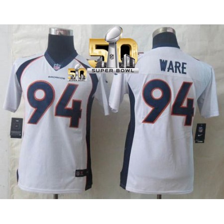 Nike Broncos #94 DeMarcus Ware White Super Bowl 50 Youth Stitched NFL New Limited Jersey