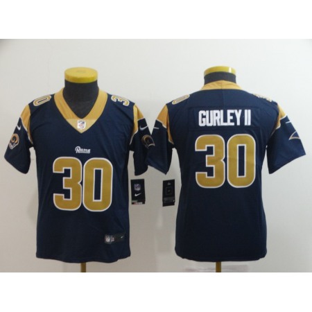 Youth Los Angeles Rams #30 Todd Gurley Navy Vapor Untouchable NFL Limited Stitched Jersey